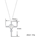 Silver Pave Cross Pendant Necklace Pearl Heart Center view 5