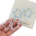 Painted Star Hoop Earrings in Four Pastel Colorways view 5