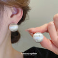 Baroque Pearl Look Round Stud Earrings in Gold and Silver view 4