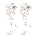 Clear Flower Long Drop Clip Earrings Or Floral Choker Necklace view 5