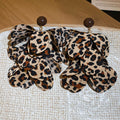 Leopard Print Fabric Flower Drop Stud Earrings Jewelry Accessory view 2