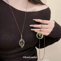 Brown Cabochon Geometric Pendant Necklace Statement Fashion Jewelry view 1