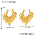 Textured Leaf Cluster Hoop Earrings In Gold Or Steel view 6