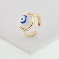 Gold Tone Glass Evil Eye Earrings and Adjustable Ring Options view 9