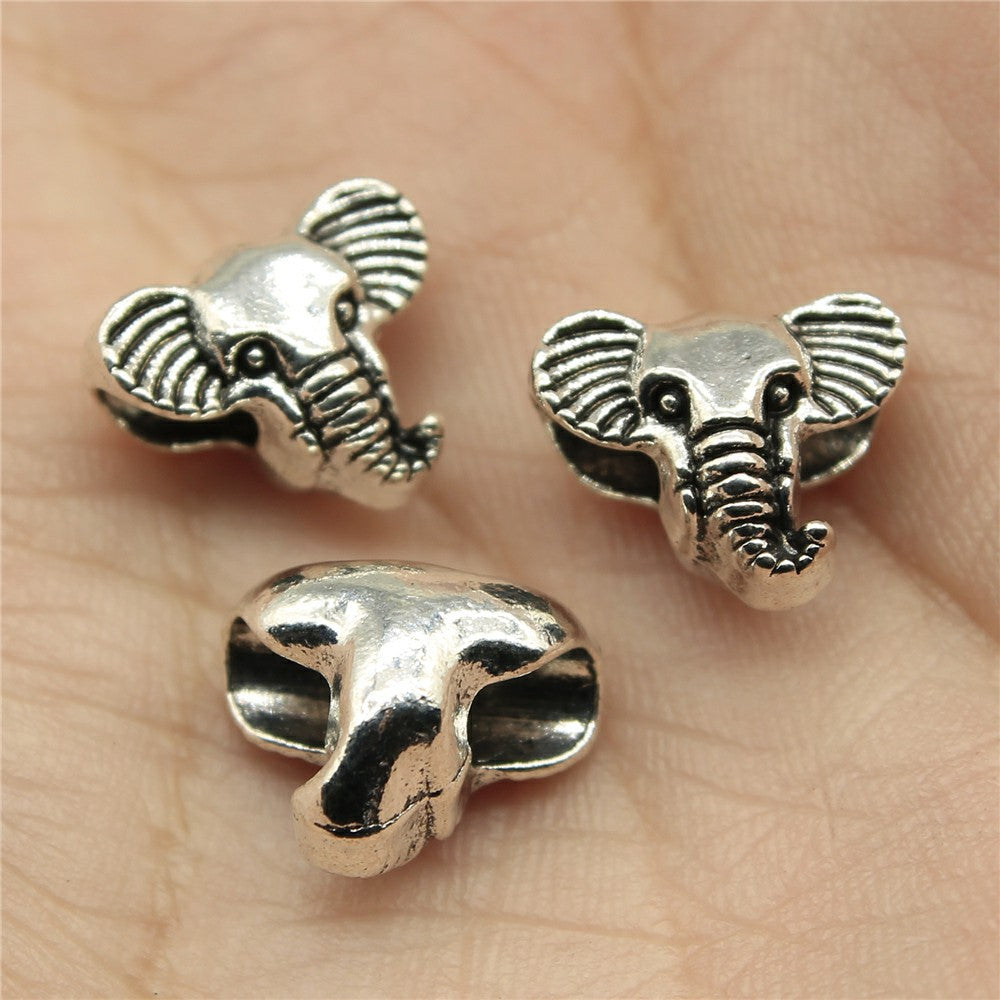 12x10x7mm 1.7g Antique Silver Zinc Alloy Elephant Large Hole Beads for DIY Bracelet Jewelry Making