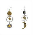 Gold and Silver Celestial Floral Asymmetric Stud Earrings view 5