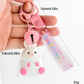 White Rabbit Resin Figure Keychain With Bell And Clear Wrist Strap view 4