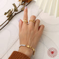 Baguette Zircon Link Splice Necklace and Bracelet Gold Steel view 4