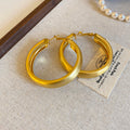Wide Brushed Gold Tone Layered Hoop Statement Earrings view 4