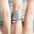 Antique Silver Embossed Floral Wide Wrap Open Ring view 3