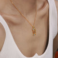 Multicolor Zircon Letter Pendant Necklace On Gold Tone Chain view 3