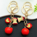 Red Apple Trio Keychain with Whole, Heart Cut and Core Charms view 4