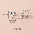 Polished 3D Heart Stud Earrings Gold Silver 2 Finishes view 4