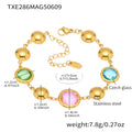 Gold Bead Czech Glass Station Bracelet Round Links view 9