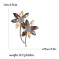 Blue Champagne Crystal Twin Flower Stem Brooch Pins view 7