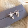 Star Cat Stud Earrings in Pink Blue and Green Enamel view 6
