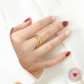 Gold Steel Triple Band Wavy Openwork Ring Wide Shank view 3