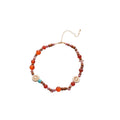 Red Orange Mixed Bead Spiral Shell Statement Necklace view 5