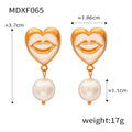 Heart Lips Enamel Drop Earrings With Pearl Dangle Charm view 6