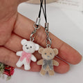 Flocked Teddy Bear Phone Strap Charms in Two Colors view 2