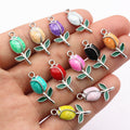Colorful Enamel Tulip Bud Charms in Eleven Colors and Mixed Style view 4