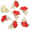 Enamel Ginkgo Leaf Charms with Pearls in Six Colors view 6
