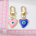 Heart Resin Evil Eye Clip Keychains in Six Color Options view 5