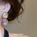 Champagne and Purple Double Gem Stud Earrings Statement Jewelry view 3