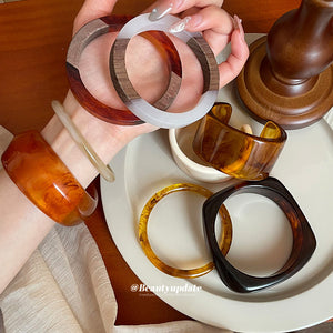 Resin Amber Ivory Bangles Cuffs Assorted Styles 6 Ways