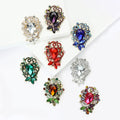 Oval Crystal Bow Cluster Brooch in 8 Color Options view 2
