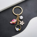 Pink Butterfly White Flower and Pearl-Look Wreath Keychain view 6