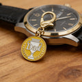 Yellow Dad Trophy Round Enamel Keychain Gold Clasp view 3