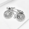 Bicycle Brooch In Metal With A Colored Frame, Crystal Wheels, And Black Details view 3