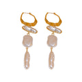 White Irregular Pearl Tassel Huggie Earrings With Decorative Details view 5