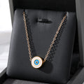 Gold Tone Small Round Enamel Evil Eye Pendant Necklaces view 8