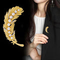 Gold Tone Feather Pearl Look Metal Brooch Pin for Jackets and Lapels view 3