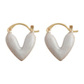 Gold-Tone Creamy White Enamel Heart Huggie Hoop Earrings view 5