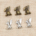 Small Sitting Rabbit Charms in Antique Bronze and Silver Tones view 4