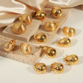 Chunky Teardrop Stud Earrings Gold Steel Multi Styles view 4