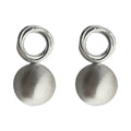 Silver Open Circle Stud Earrings Brushed Matte Sphere Drop view 5