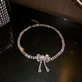 Silver Tone Crystal Bow Drop Earrings Or Matching Necklace view 7