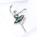 Silver Ballerina Brooch Abalone Shell Tutu Clear Rhinestones view 3