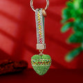 Geometric Band Crystal Heart Keychains with Straps and Plain Options view 1