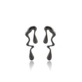 Gold and Black Melting Drop Abstract Statement Earrings view 5