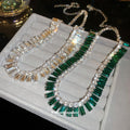 Rectangular Crystal Fringe Statement Necklace Fashion Jewelry view 2