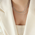 Double Layer Figaro Fine Chain Necklace Gold Or Steel view 7