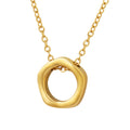 Irregular Open Circle Pendant Necklace Fine Cable Chain Gold Tone view 5