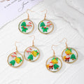 Christmas Resin Disc Drop Earrings Gold Motifs Random view 2