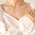 Gold Dual Lucky Plate Bar Necklace Notched Tag Cable Chain view 6