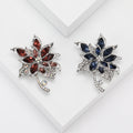 Crystal Flower Leaf Brooch in Navy Blue or Burgundy view 1